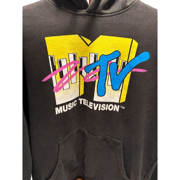 MTV Hoodie Size XS Music Television Sweatshirt Black - Picture 2 of 5